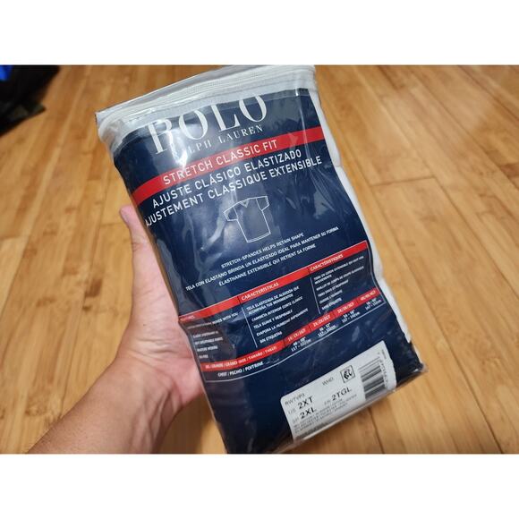 PACK OF 3 Polo Ralph Lauren Men Size 2XL BIG & TALL White Stretch V-NECK T-SHIRT - Picture 7 of 9